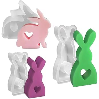 Pack of 3 Easter Bunny Silicone Moulds Silicone Moulds Casting Moulds Rabbit 3D Rabbit Casting Mould Easter Silicone Mould Casting Moulds Easter Mould Plaster Moulds for Casting