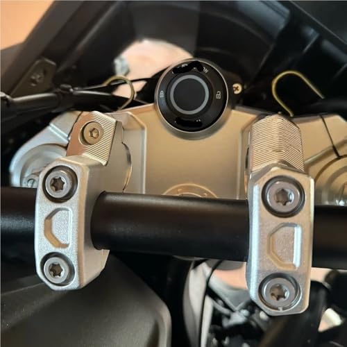 Abrazadera de manillar elevadora CNC en aluminio plateado para moto Voge 900 DSX 3