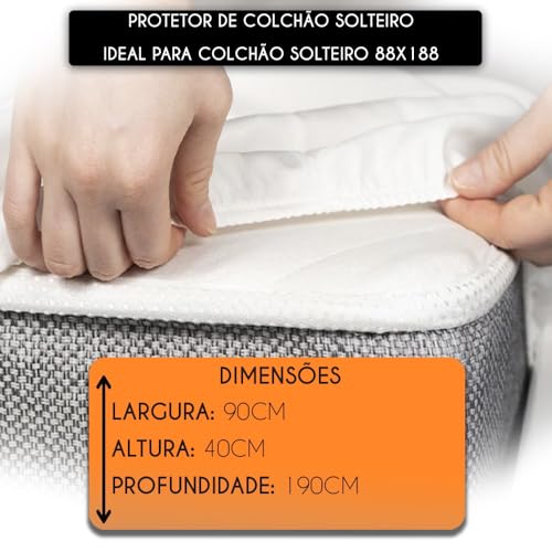 Fibrasca Protetor de Colchão Impermeável O SILENCIOSO – Solteiro 090 x190 cm, branco, Pequeno soltei
