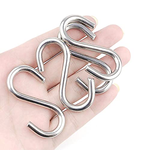 Hamineler 15 Pack Heavy Duty Stainless Steel S Shaped Hooks 2.2 Inch Long 1/5 Inch Thickness S Metal Hooks #TOP3