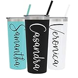 Personalized 22 oz Stainless Steel Tumbler with Custom Vinyl Decal by Avito - Includes Straw and Lid...