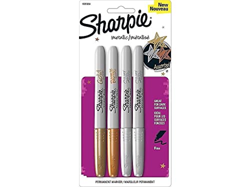 Sharpie - Fine Point Metallic Permanent Markers - Silver/Gold/Bronze (1-Pack of 4)
