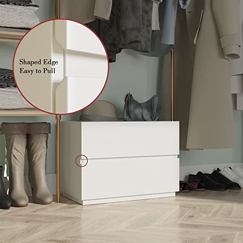 Woodtalks Stackable 2 Drawer Dresser, Multi-Purpose Storage Closet Cube Dressers For Bedroom, Storage Cabinet For Entryway, Nightstand Sofa Beside Table Drawer Chest, 23.6 In, White #TOP1