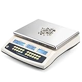 Bonvoisin Digitale Zählwaage 30kg x1 g- Industriewaage mit All-in-One-Funktionen (Tara, Zählen, Alarm) & RS232 - Hochpräzise Waage für Teile und Münzen- Mit Wiegeplattform und wiederaufladbarem Akku