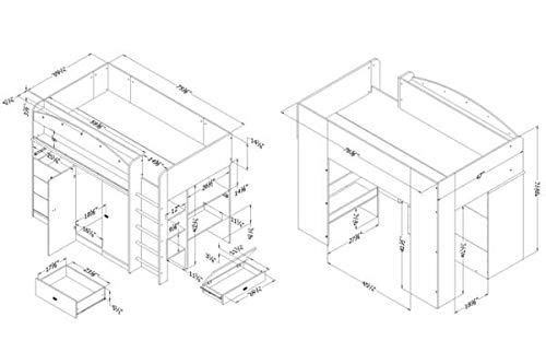 South Shore Tiara Loft Bed With Desk, Twin #TOP2
