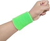 hycome muñeca Sweatband en 7 diferentes colores – atlético algodón paño de Terry pulseras brazaletes, XL, Light Green 5 Pairs