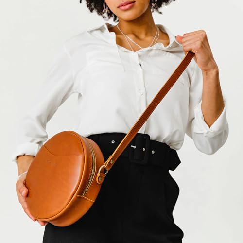Image of Portland Leather Goods Circle Crossbody Bag for Women - Handmade from the Finest Full-Grain Hides