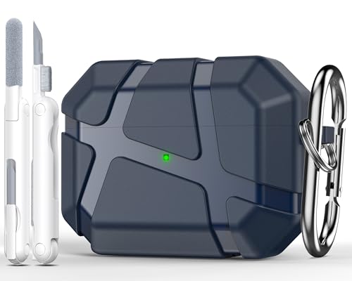 R-Fun AirPods Pro 2�P�[�X �ϏՌ��V���R���ی�P�[�X AirPods Pro��2����Ή� �n�[�h�V�F���f�U�C��&���h�~ �t�����gLED���C�g�t�� �J���r�i�t�� �~�b�h�u���[