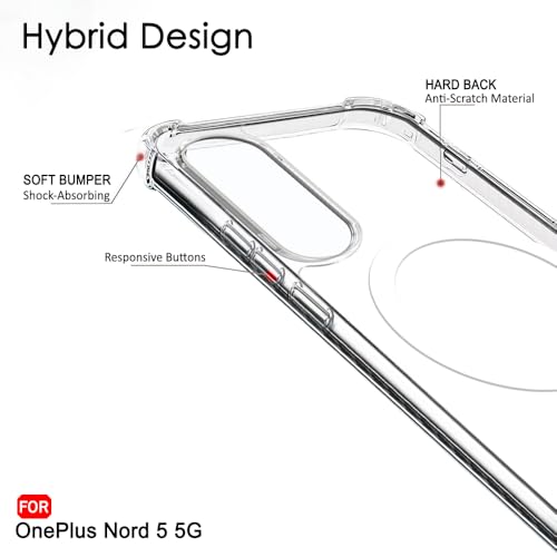 Image of TheGiftKart Crystal Clear Back Cover Case for OnePlus Nord 5 5G | 360 Protection | Shock Proof Design | Transparent Back Cover for OnePlus Nord 5 5G (PC & TPU, MagSafe Compatible, Transparent Bumper)