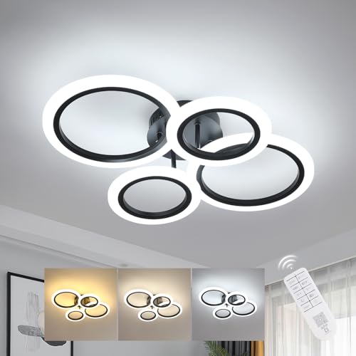 Lampe lustre pour salon moderne au fini noir mat élégant 57cm