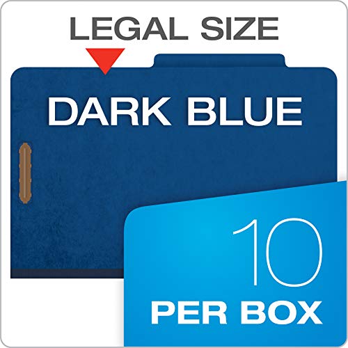 Pendaflex-Recycled-Classification-File-Folders-2-Dividers-2-Embedded-Fasteners-25-Tab-Cut-Legal-Size-Dark-Blue-Box-of-10-29035P