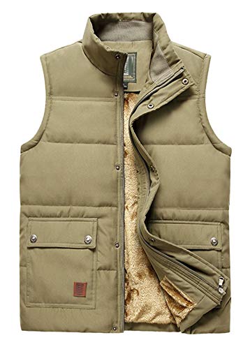 HOW'ON Men's Fleece Vest Winter Warm Puffer Vests Outerwear Sleeveless Jacket
