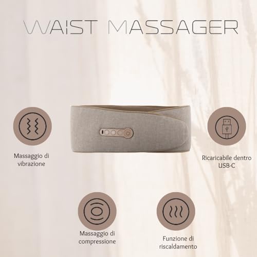 Terraillon - Waist Massager, Massaggiatore Riscaldato | Schiena E Pancia, 2 Modalità Di Massaggio: Vibrazione E Compressione, 3 Livelli Di Temperatura, Ricaricabile Via USB-C - 3