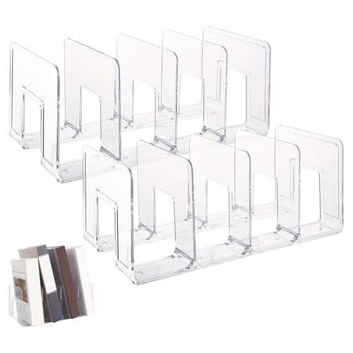 ASelected Lot de 2 porte-revues en acrylique, 4 emplacements transparents, multifonctionnels, trieurs de fichiers de bureau, étagère épaisse, support de...
