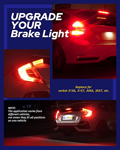 Autoone 3157 Led Strobe Brake Light Bulbs Brilliant Red, Tail Light Halogen Replacement Bulb, Pack Of 2 #TOP4
