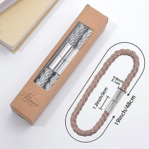 NICEEC 2 Pack Strong Magnetic Curtain Tiebacks Decorative Rope Holdbacks Convenient Ties Backs for Thin or Thick Window Draperies No Tools Required (Grey Coffee)