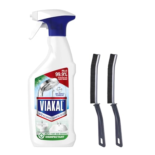 Limescale Remover Spray Bundle: 3-in-1 Heavy Duty Anti-Bacterial Cleaner Spray 500ml with 2 Bonus Crevice Brushes – Perfect for Limescale Removal on Shower, Toilet & Kitchen Surfaces