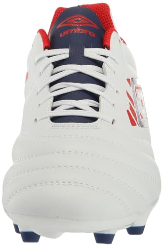 Umbro Chuteira de futebol masculina Tocco 4 League Fg, Branco/Azul/Vermelho, 45