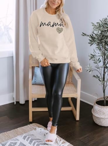 Image of Dressmine Womens Long Sleeve Mama Sweatshirts Fall Crew Neck Mom Shirts Cute Graphic Tees Pullover Hoodies