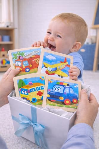 Image of Fun4You-Wooden Vehicle Puzzle for Kids | Car, Bus, Fire Truck & Aeroplane Jigsaw Board | Educational Wooden Learning Toy for Toddlers & Preschool Kids (25 Years)
