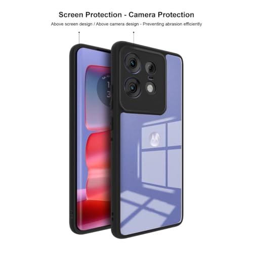 Image of REALCASE Stylish Shockproof Armor Back Cover Case for Moto Edge 50 Pro 5G | Slim Fit Hard Clear PC Back & Soft TPU Bumper | Protective Transparent Case for Motorola Edge 50 Pro 5G