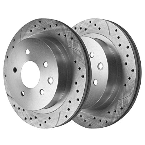 Autoshack Brkpkg039011 Front And Rear Drilled Slotted Brake Rotors Silver Set Of 4 Replacement For 2019 Nissan Maxima 3.5L V6 Fwd #TOP1