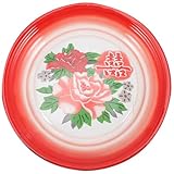 BESPORTBLE Emaille Servierteller 30cm im Chinesischen Stil Runder Speiseteller aus Emaille mit Glatter Oberfläche Leichter Dekorativer Snackteller für Hotelessen und Familiengebrauch