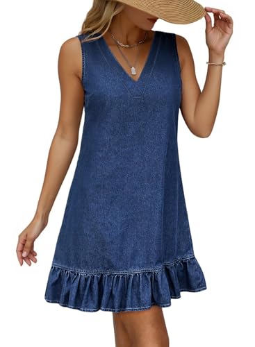 Dokotoo Summer Dresses for Women 2026 Denim Dress Sleeveless V