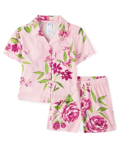 The Children's Place,Girls,Short Sleeve Pajama Tops,Pink Floral,Large