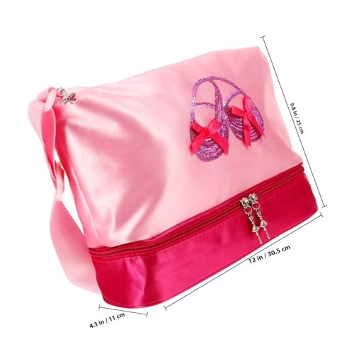 Bolsa de baile de ballet rosa para niña con asa ajustable de seda 2