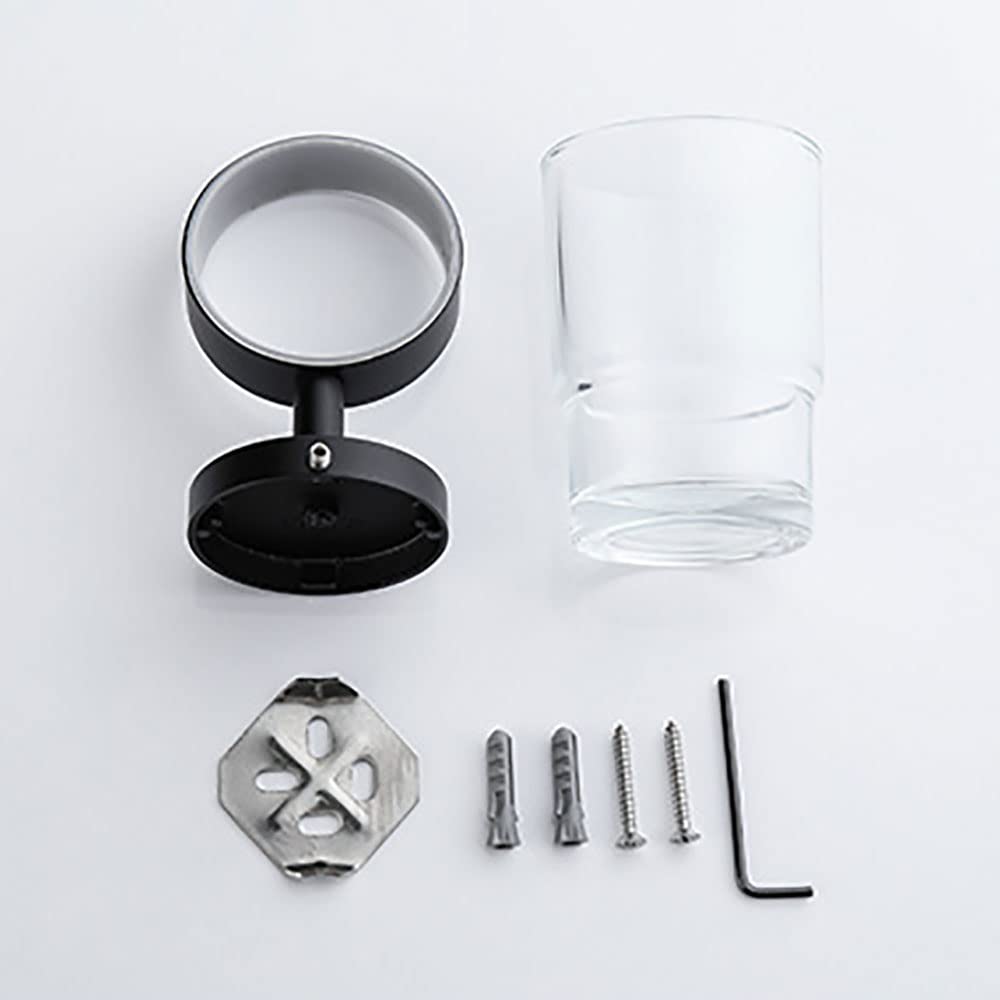Portaspazzolino da Denti Portaspazzolino da Denti a Parete con Bicchiere in Vetro, for Bagno e lavabo, Viti di Fissaggio nascoste