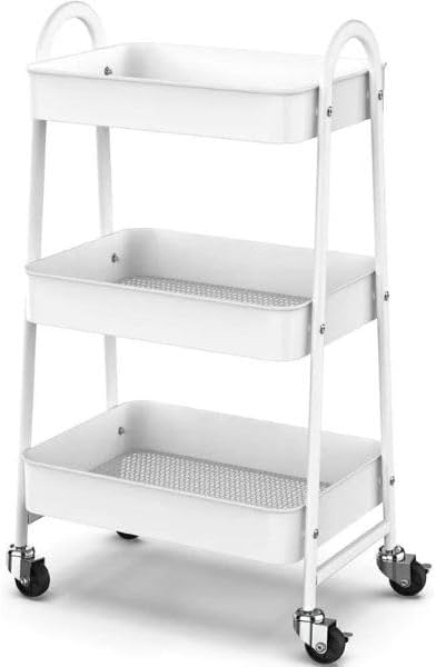 Prateleira carrinho organizador de metal multiuso 3 andares com r...