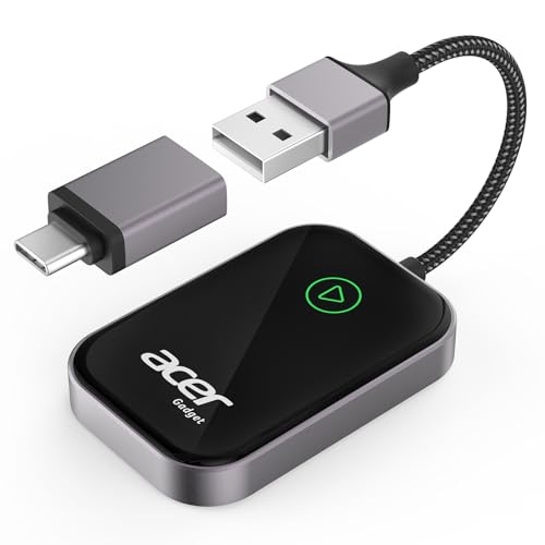 Acer Gadget CarPlay Wireless Adapter for Apple — iPhone Wireless Apple CarPlay Wireless Adapter Upgrade Wired CarPlay to Wireless for Seamless Music Navigation Calls and Messages