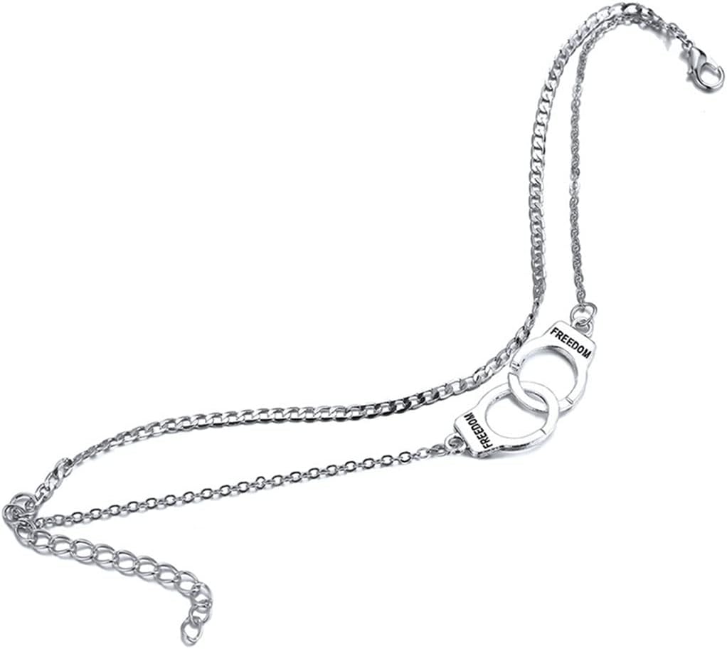 Boho Handcuffs Ankle Bracelet Silver Layered Anklet Chain Fashion Foot Jewelry Summer Beach for Women - Image 8
