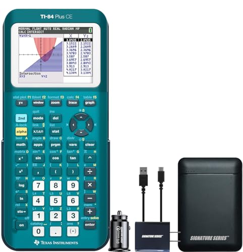 Image of Texas Instruments TI-84 Plus CE Graphing Calculator, Totally Teal | Color Screen, Built-in Apps, Included Software, Test-Permitted, for Math, Science and Finance | Signature Series Bundle