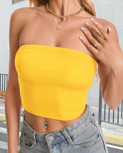 Women Tube Tops Strapless Shirt Summer Outfits Bandeau Basic Crop Top Y2k Going Out4