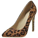 leopard pumps aldo  Renessmi Leopard Aiguilles Femme Pointu Escarpin Fête Formal Talons Hauts Cuir Verni Pumps A Enfiler Travail Footwear Jaune Taille 42 EU-44 CN