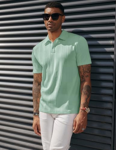 Image of PJ PAUL JONES Mens Polo Shirts Short Sleeve Textured Knit Polos