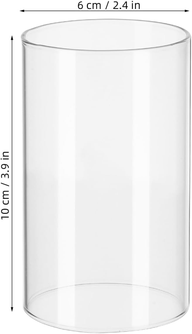 TEHAUX 4 Pcs Glass Candle Covers Transparent Cylinder Windproof Candle Shade Borosilicate Chimney Sleeve 3.93 X 2.36 X 2.36 in for Home Decor Wedding Table Centerpieces