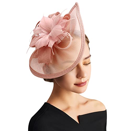 DRESHOW Fascinator Chapeaux Tea Party Chapeau Vintage Pilulier Chapeau Bandeau Cocktail Chapeaux pour Filles et Femmes