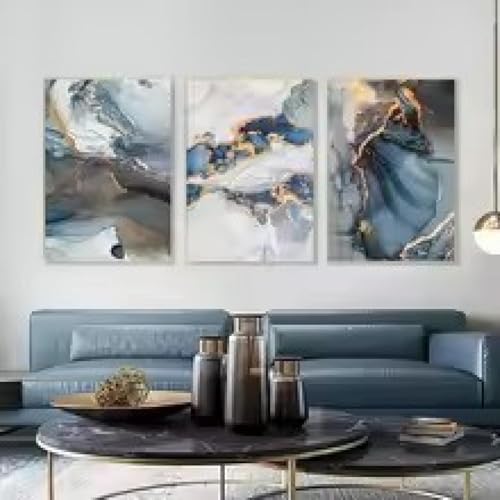 Impression sur toile marbre bleu pour creer une ambiance de luxe abstrait au salon