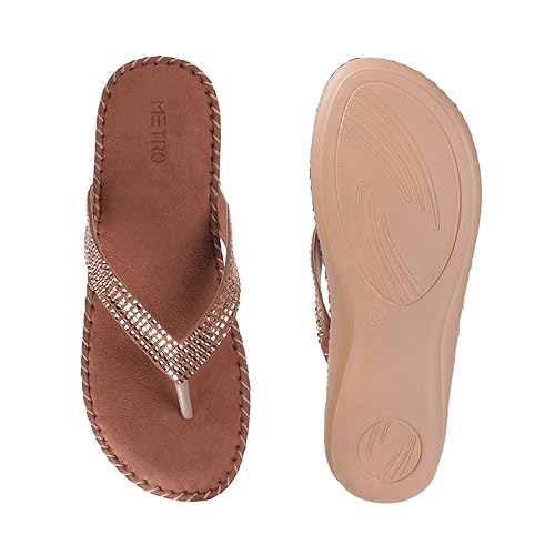 Image of Metro Women's Gold Embellished Casual Comfort Fashion Slippers