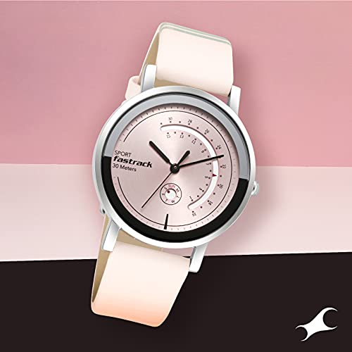 Fastrack-Wear-Your-Look-Quartz-Analog-with-Day-and-Date-Pink-Dial-Leather-Strap-Watch-for-Girls-NS6172SL03
