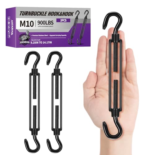 2Pcs M10 304 Stainless Steel Hook & Turnbuckle Hook, 900lbs...