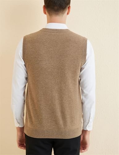 Men's Fall Winter Comfortable Solid Merino Wool Vest Cardigan Warm Basic Soft Sleeveless Jumper Pullover2