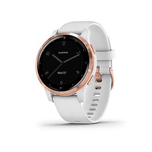 Garmin 010-02172-21 Vivoactive 4S, Smaller-Sized GPS Smartwatch, Features Music, Body Energy Monitoring, Animated Workouts, Pulse Ox Sensors, Rose Gold with White Band, 40mm