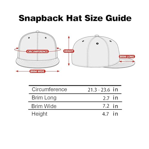 Image of Gelante Snapback Hats for Men - Flat Bill Brim Baseball Cap Hat - Plain Blank Adjustable