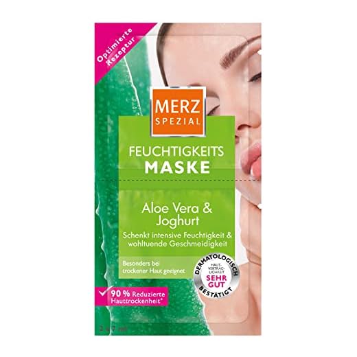 Merz Spezial Fuktgivande mask – ansiktsmask med aloe vera, yoghurt, pantenol och hyaluronsyra – förbättrar hudens elasticitet – 2 x 7 ml