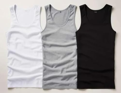 Regata Masculina Premium Canelada, Gola Redonda, Ajuste Regular, Algodão, Preta (BR, Alfa, G, Regula