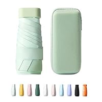 Ombrello Portatile Antivento e UV, Mini Ombrello Tascabile, Travel Ombrello Pieghevole per Borsa con Custodia, Mini Ombrello Pioggia UV Protezione Sole, 6 costole ombrello portatile (Verde menta)